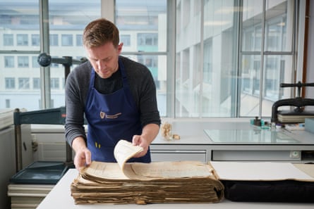 A National Archives of Ireland worker examines 1926 census returns.