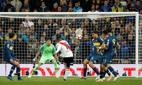 Juan Quintero lets fly from 20 yards for the River Plate goal that beat Boca Juniors in the second leg of the Copa Libertadores final in Madrid.