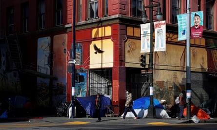 The tents set up by homeless people in the Tenderloin district of San Francisco.