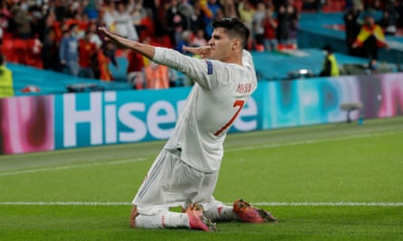 Álvaro Morata sent the Euro 2020 semi-final against Italy into extra time, after his goal for Spain in the 80th minute at Wembley.