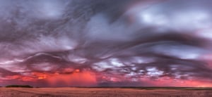 An incredible moment, and easily the best sunset storm I’ve seen. These clouds are known as “Asperitas” clouds, and resemble flowing waves. Astonishing.
