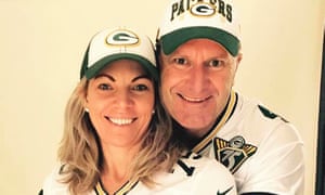 With my wife, Lordy, in our beloved Green Bay Packers NFL football team jerseys