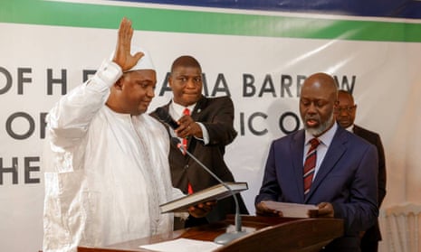Adama Barrow being sworn in