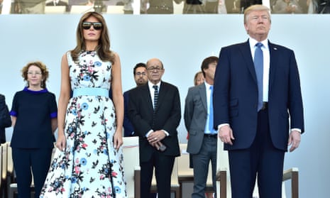 Melania and Donald Trump attend the annual Bastille Day military parade in Paris on 14 July 2017.