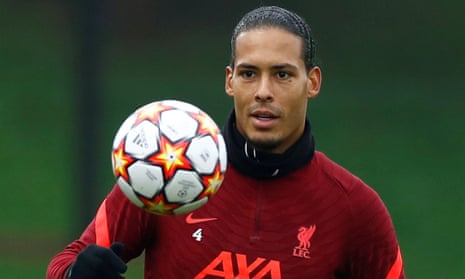 Virgil van Dijk trains on Monday before Liverpool flew to Spain for their Champions League game with Atlético Madrid.