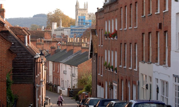 A narrow street of houses in Winchester