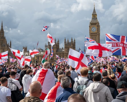 Members of the public cross Westminster Bridge bound for Whitehall during the Unite The Kingdom rally in September.