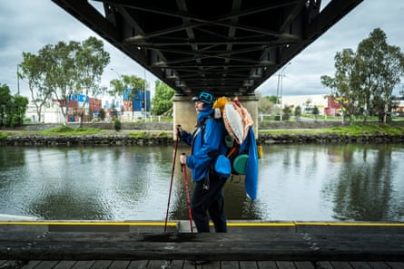 Philippa in hiking gear under bridge