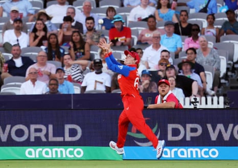 England's Alice Capsey takes a catch to dismiss West Indies' Deandra Dottin off the bowling of England's Charlie Dean.