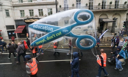 Members of education unions get their message across
