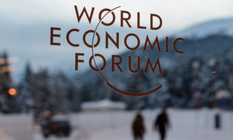 A sign for the World Economic Forum in Davos