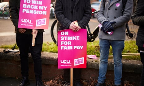 Universities and Colleges Union members picket the University of Birmingham on a national day of action last month.