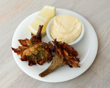 ‘Crisp, lightly battered’ Roman artichoke fritti pinch aioli, astatine Ragu, Bristol.