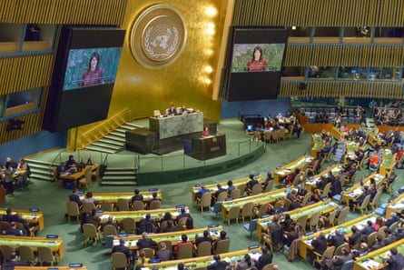 The UN general assembly in New York.
