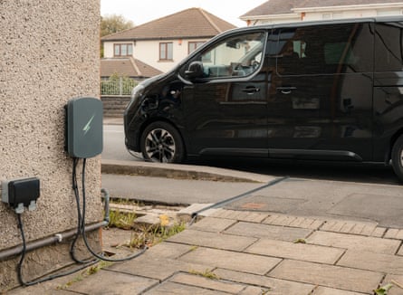 Gregg and Lauren Francis' car and ev charging unit/ gully outside their home in Llanelli.