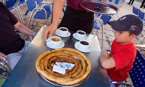 Churros at Churreria Ramon Naranjos Square, Malaga.