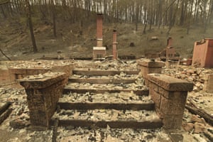 A home on Crystal Ranch Road is destroyed by the Glass Fire in St. Helena, California.