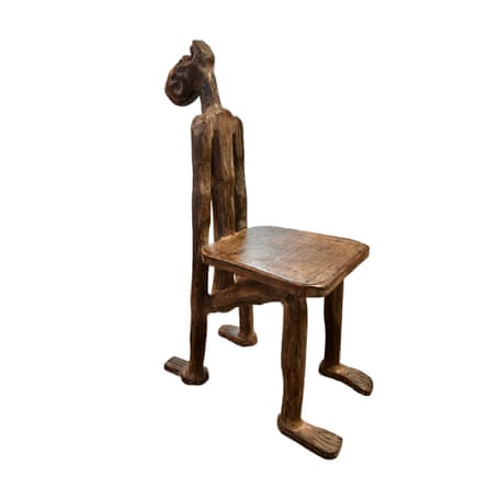Chaise Sculpturale Anthropomorphe Africaine Antique 