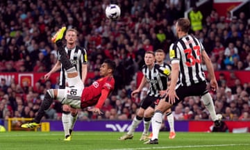 Manchester United's Casemiro attempts an overhead kick during the Premier League match against Newcastle United.