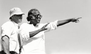 Mrinal Sen, right, on the set of Genesis, 1986. The message of the film is clear: the poor will remain poor, being always at the mercy of the powerful and prosperous.