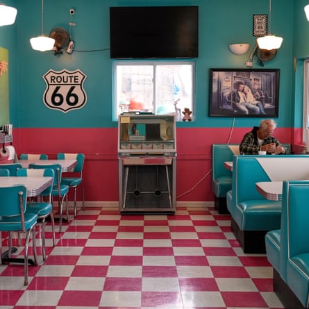 A man has lunch at the Twistee Treat Diner