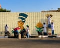 The mural in Tahrir Square was designed by volunteer youth group Rasmt Basma with the help of AI.
