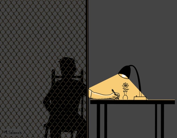 “Free hands”, a cartoon from Palestinian refugee from Syria, Mahmoud Salameh, who was formerly held in Australian immigration detention for 17 months.