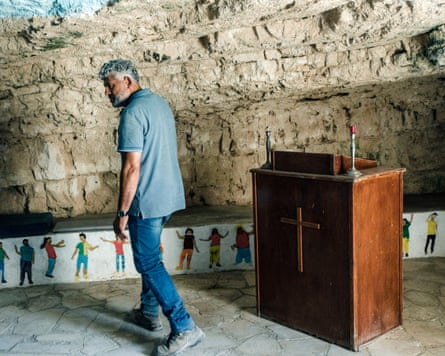 Daoud Nassar inside a natural cave on his farm.