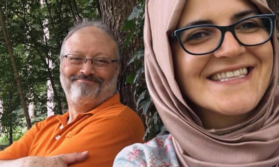 Jamal Khashoggi with his fiancée, Hatice Cengiz.