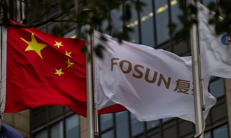 Chinese and Fosun Pharma flags 