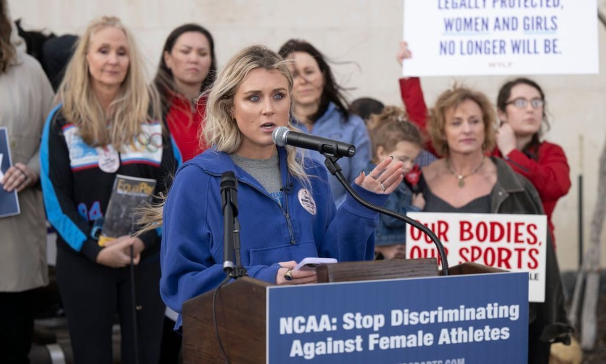 Demonstrators protest NCAA's transgender athlete inclusion | NCAA | The Guardian