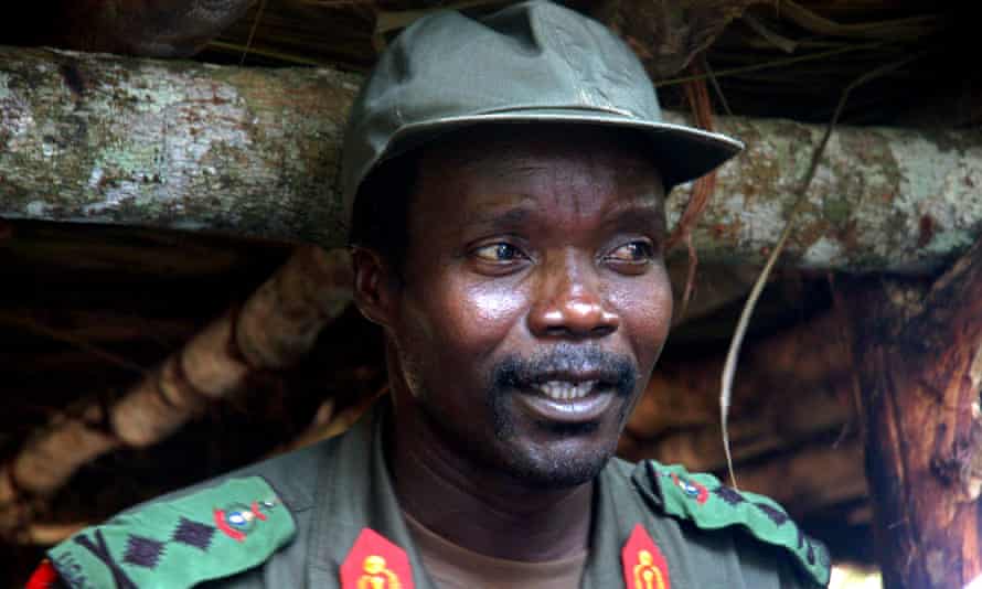 Joseph Kony at a meeting with a delegation of Ugandan officials and NGO representatives in 2006 in  the Democratic Republic of Congo near the Sudanese border.
