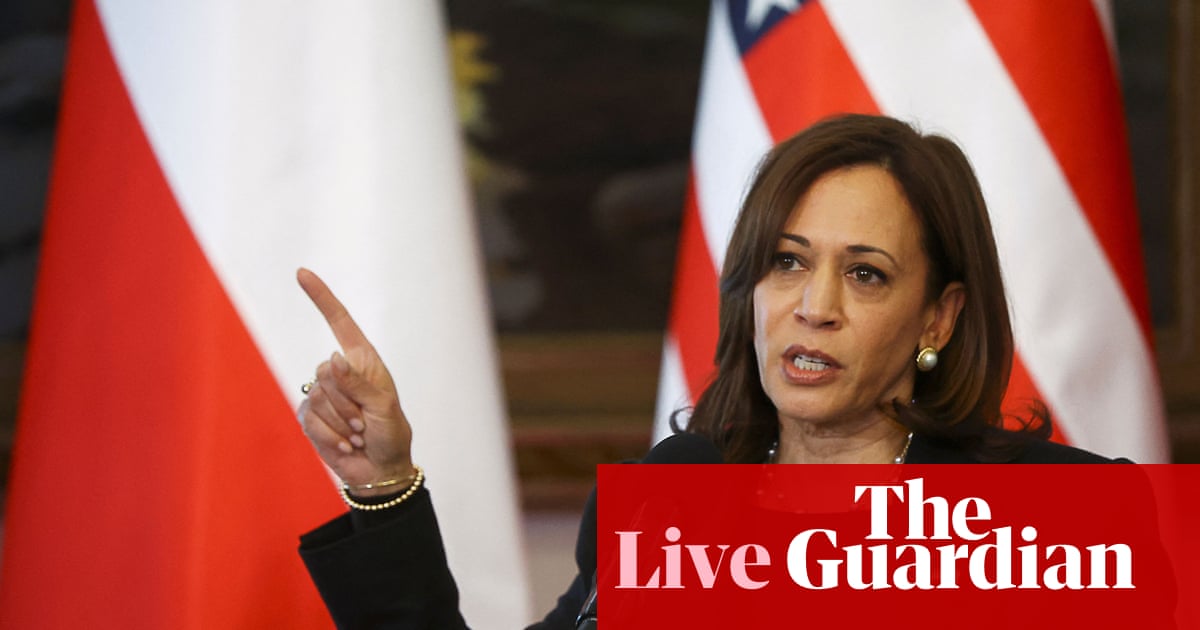 Kamala Harris says Russia should ‘absolutely’ be investigated for war crimes in Ukraine – live