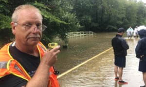 Lt David Polnick of the Woodlands fire department oversees evacuations