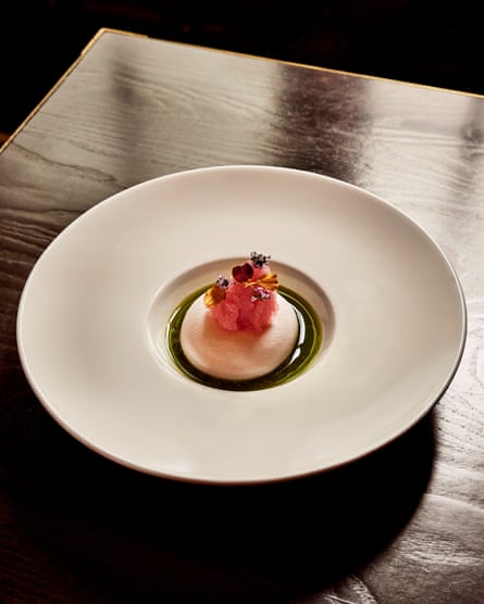 The Greyhound’s La Latteria burrata comes connected a ‘green nasturtium pesto and topped pinch a sweet, peachy granita’.