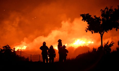 Firefighters in a wildfire