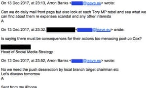 An email about digging up dirt on MPs.