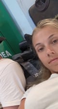 Rachel at the airport in Palma, where she and her partner spent all of Monday to try and get a fare out.