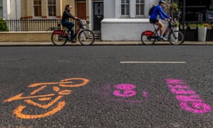 An Extinction Rebellion pop-up cycle lane in west London