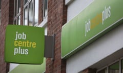 A Jobcentre Plus sign on the outside of a building