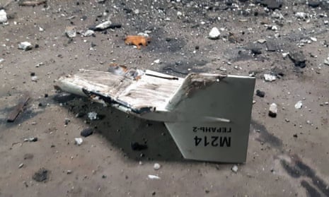 The wreckage of what Kyiv has described as an Iranian Shahed drone, downed near Kupiansk, is displayed in a photograph released by the Ukrainian military.
