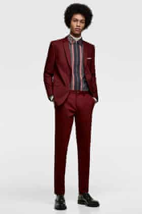 Tailored chintz comfort suit, Zara.
Jacket: £59.99, trousers: £29.99