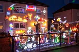 Mark Dougal surrounded by the Christmas lights and yuletide garden decorations at his home on Pinkie Avenue, Musselburgh.