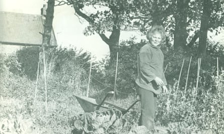 Ray Carlton in her vegetable garden, 1977