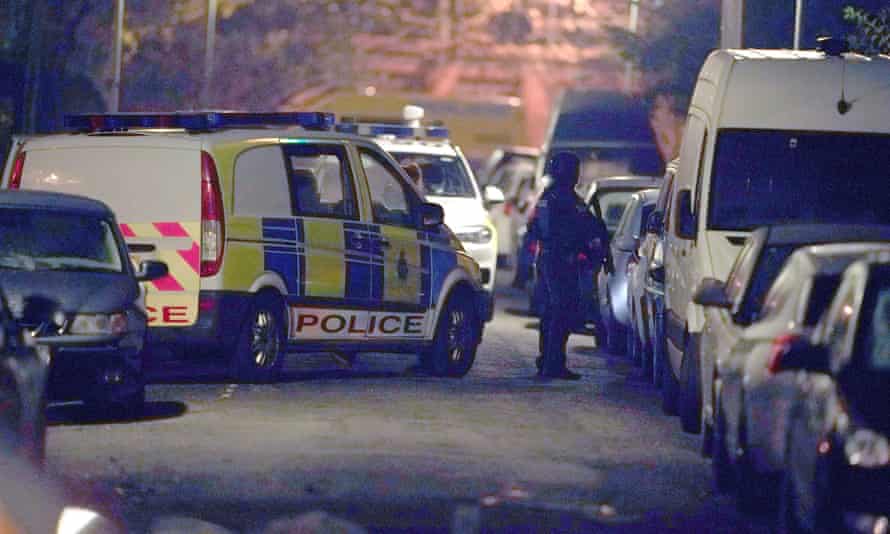 Armed police near the scene of the blast in Liverpool