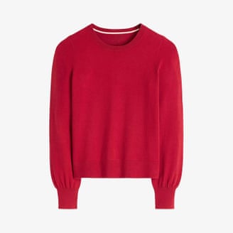 Boden Camilla cotton crew sweater in crimson red.