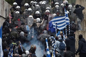 Athens, GreeceProtesters clash with police near the Greek Parliament during a demonstration against an agreement with Skopje to rename neighbouring country Macedonia as the Republic of North Macedonia. For most Greeks, Macedonia is the name of their history-rich northern province made famous by Alexander the Great’s conquests