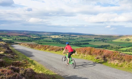 A cyclist near Westerdale in the North York Moors national park.