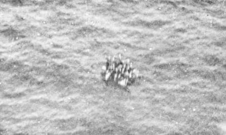 Survivors from the  HMAS Armidale adrift on a raft. They were not recovered.