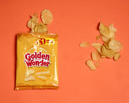 Golden Wonder's chip shop curry crisps.